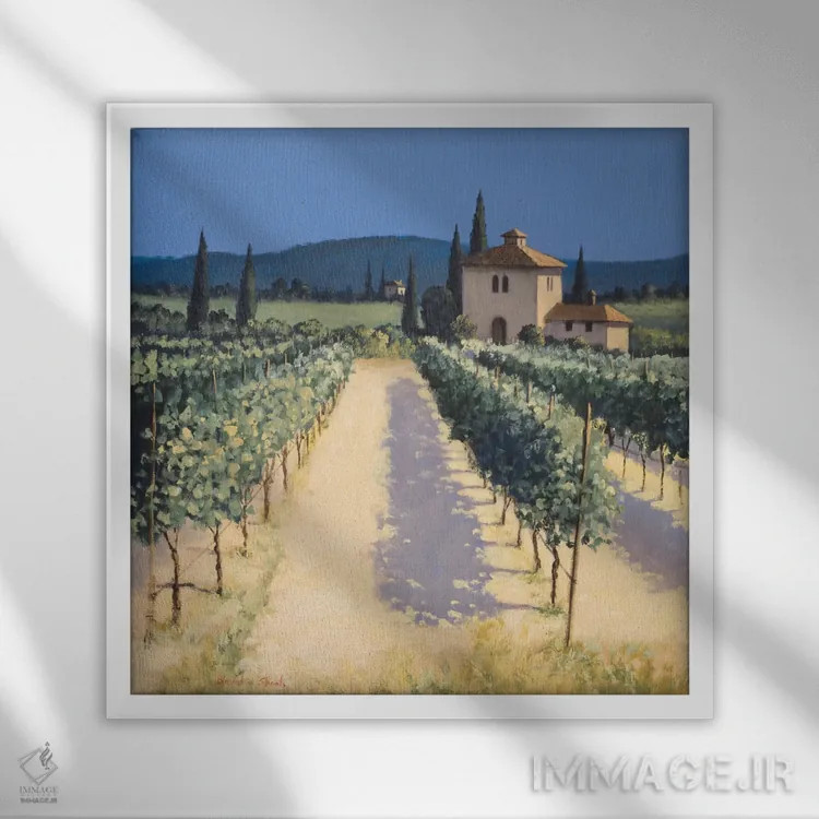 تابلو سایههای تاکستان اثر دیوید شورت - نمای قابدار سفید