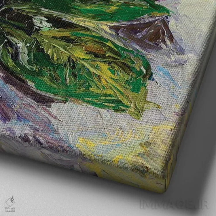 تابلو طعم میوه پشنفروت (میوهٔ گرمسیری) اثر دانا سورکینا - نمای نزدیک بافت بوم