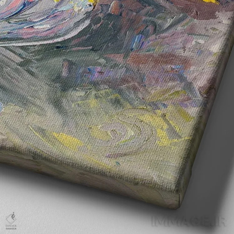 تابلو دسته گل اثر دانا سورکینا - نمای نزدیک بافت بوم