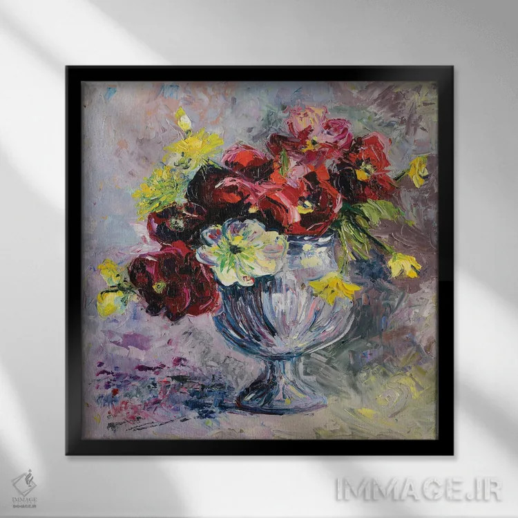 تابلو دسته گل اثر دانا سورکینا - نمای قابدار مشکی