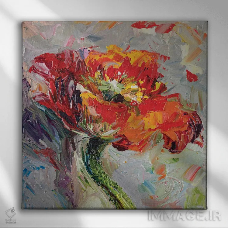 تابلو درخشش شقایق اثر دانا سورکینا - نمای روبهرو روی دیوار