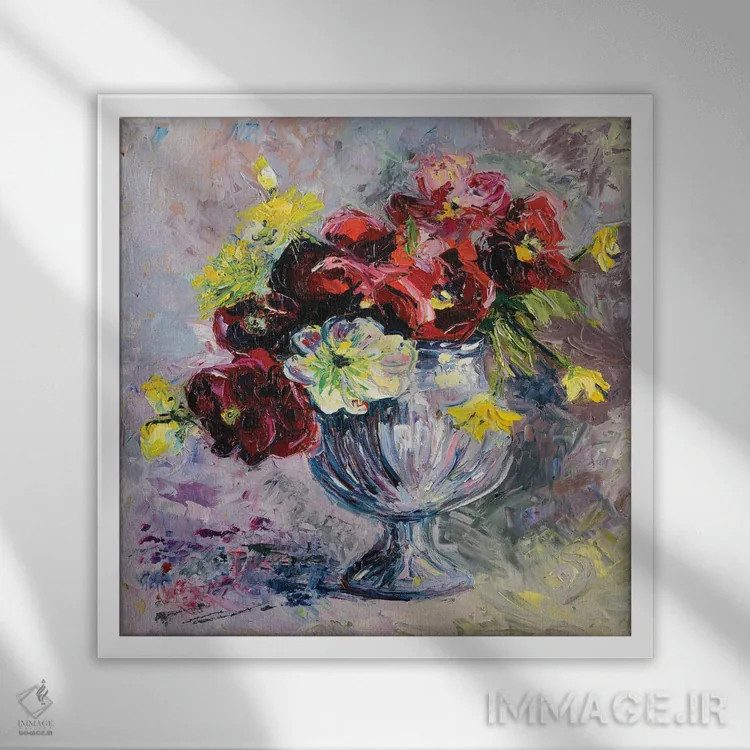 تابلو دسته گل اثر دانا سورکینا - نمای قابدار سفید