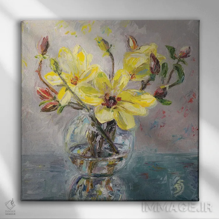 تابلو هارمونی زرد اثر دانا سورکینا - نمای روبهرو روی دیوار