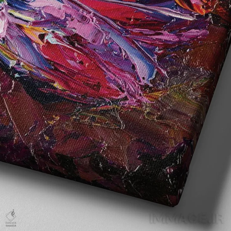 تابلو لالهها اثر دانا سورکینا - نمای نزدیک بافت بوم