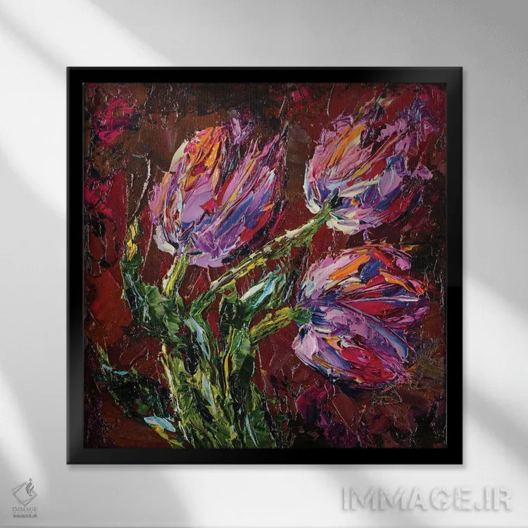 تابلو لالهها اثر دانا سورکینا - نمای قابدار مشکی