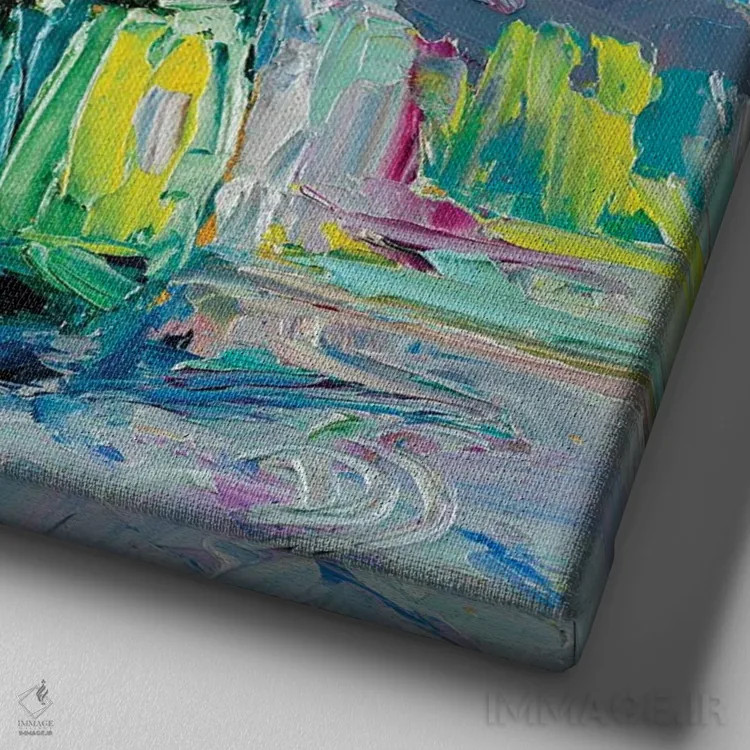 تابلو یاس بنفشها اثر دانا سورکینا - نمای نزدیک بافت بوم