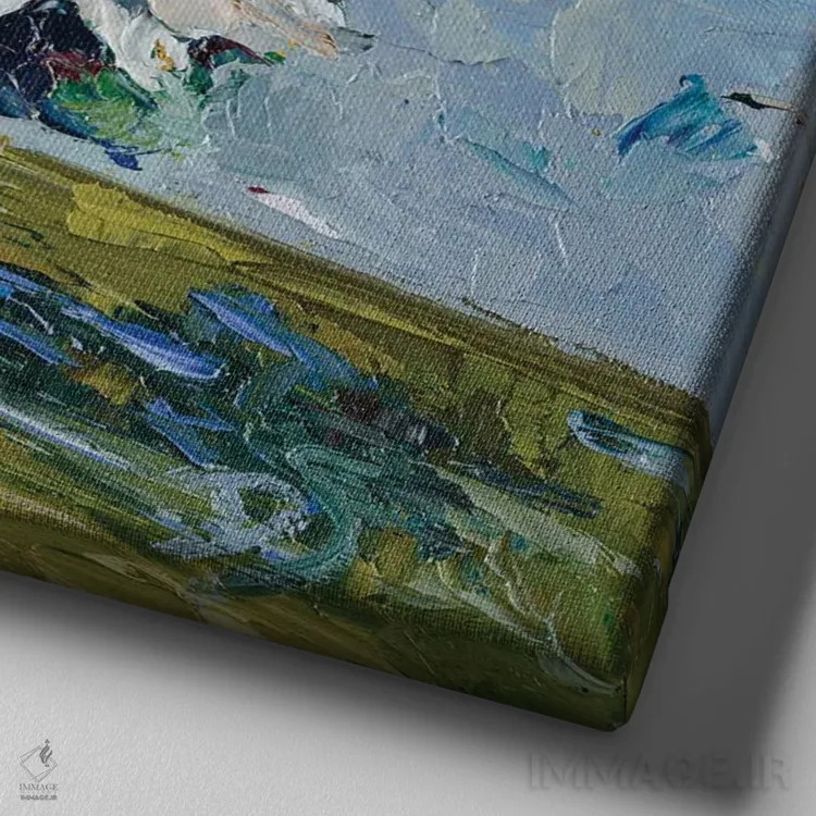 تابلو وقتی ملخها برایت آواز میخوانند اثر دانا سورکینا - نمای نزدیک بافت بوم