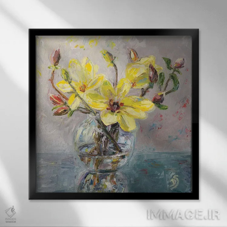 تابلو هارمونی زرد اثر دانا سورکینا - نمای قابدار مشکی