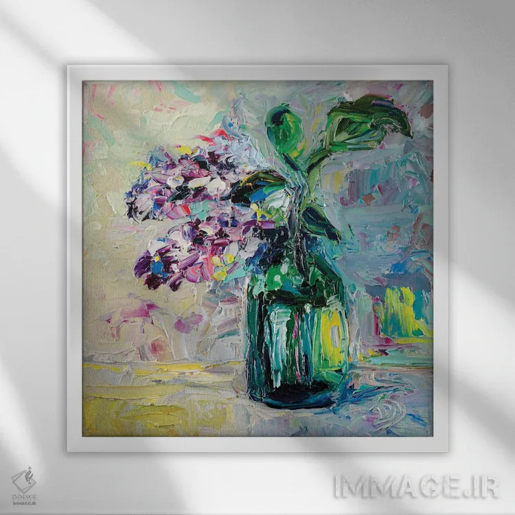 تابلو یاس بنفشها اثر دانا سورکینا - نمای قابدار سفید