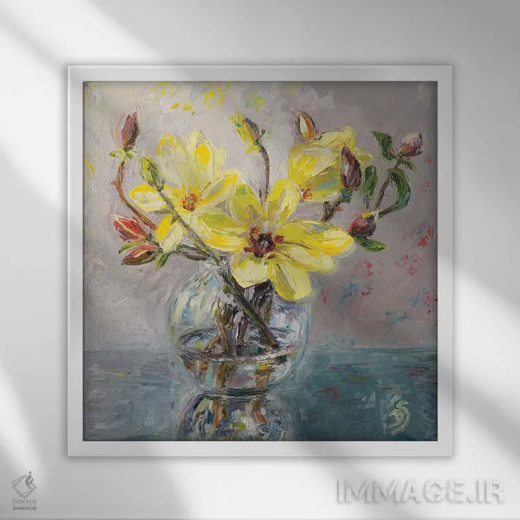 تابلو هارمونی زرد اثر دانا سورکینا - نمای قابدار سفید