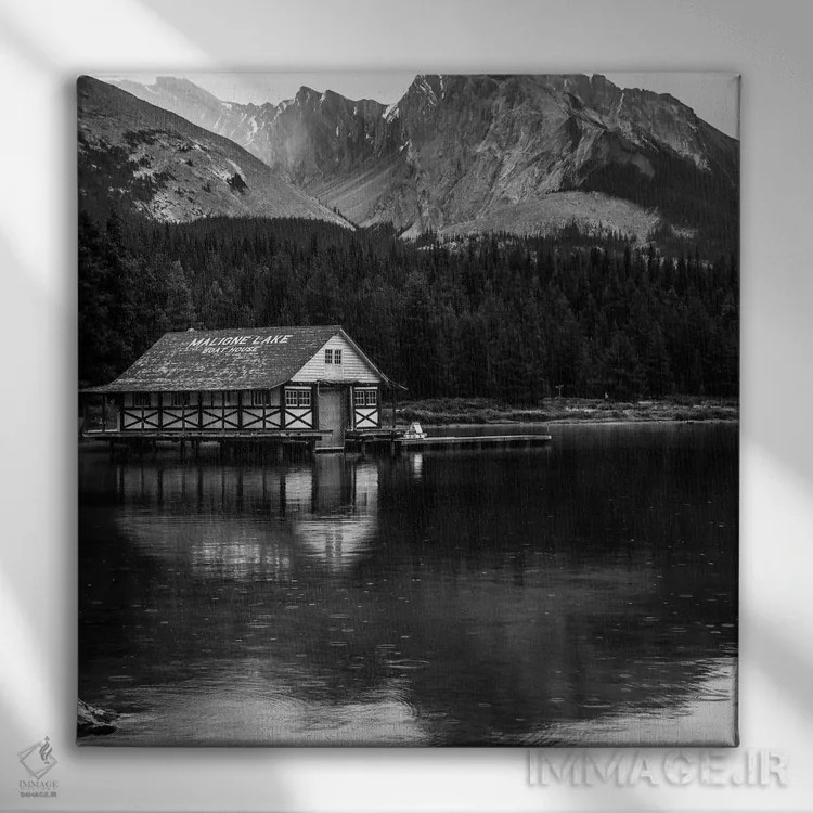 تابلو خانه قایق دریاچه مالین اثر دن اسپرول - نمای روبهرو روی دیوار