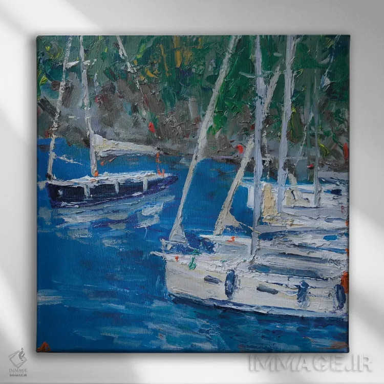 تابلو گران سولی (نام قایق بادبانی) و دیگر کشتیهای تفریحی اثر باورا آسهوا - نمای روبهرو روی دیوار