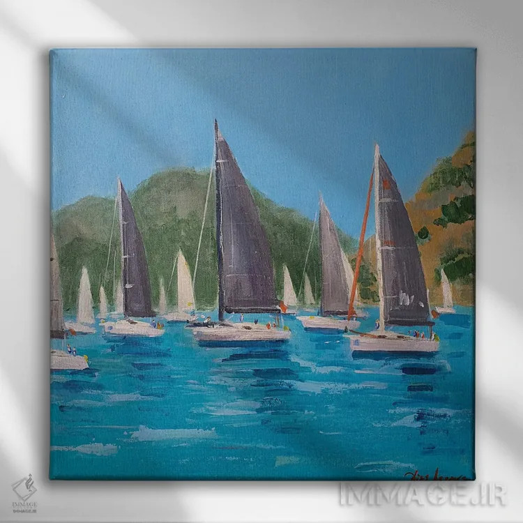 تابلو مسابقات قایقرانی هفته مارماریس (ترکیه) اثر باورا آسهوا - نمای روبهرو روی دیوار