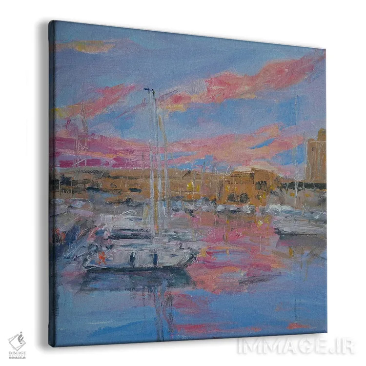 تابلو باشگاه قایقرانی ایتالیا جنوا هنگام غروب اثر باورا آسهوا - نمای پرسپکتیو محصول