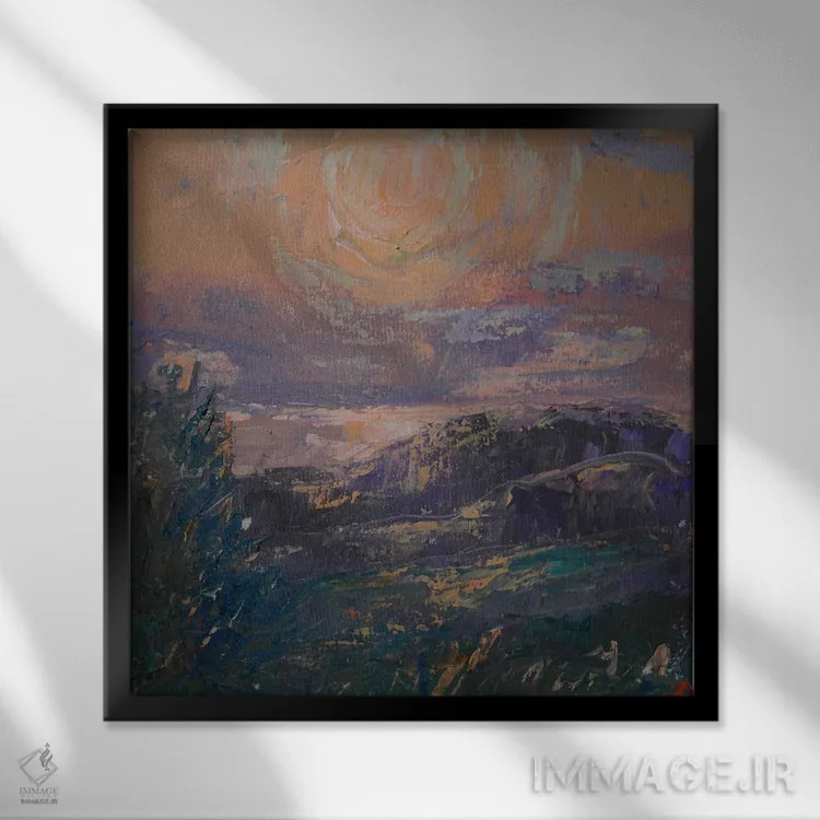 تابلو غروب انقلاب خورشیدی در توسکانی اثر باورا آسهوا - نمای قابدار مشکی