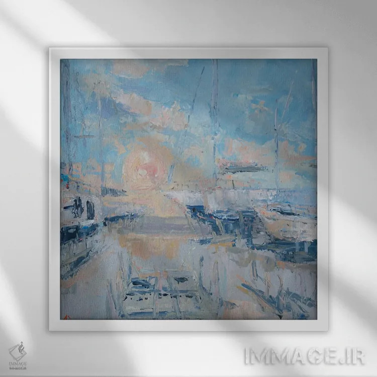 تابلو غروب در مارینا دی سن وینچنزو (ایتالیا) اثر باورا آسهوا - نمای قابدار سفید