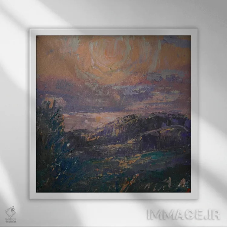 تابلو غروب انقلاب خورشیدی در توسکانی اثر باورا آسهوا - نمای قابدار سفید