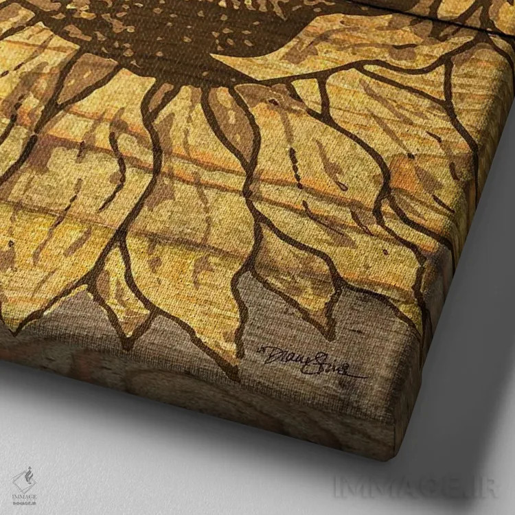 تابلو آفتابگردان روستایی یک اثر دایان استیمسون - نمای نزدیک بافت بوم