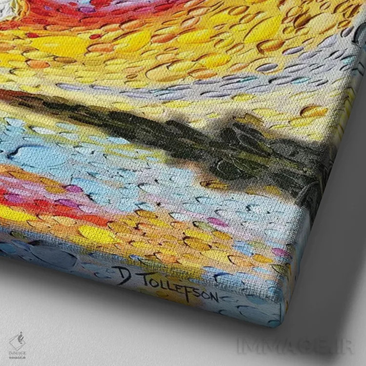 تابلو آسمان فوتیفار اثر دنا تولفسون - نمای نزدیک بافت بوم