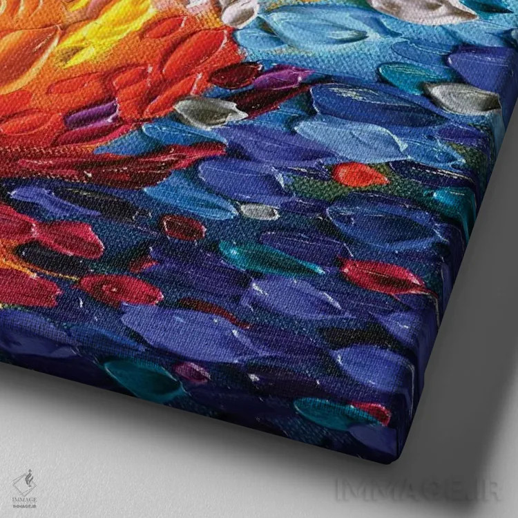 تابلو سرنوشت عشق اثر دنا تولفسون - نمای نزدیک بافت بوم