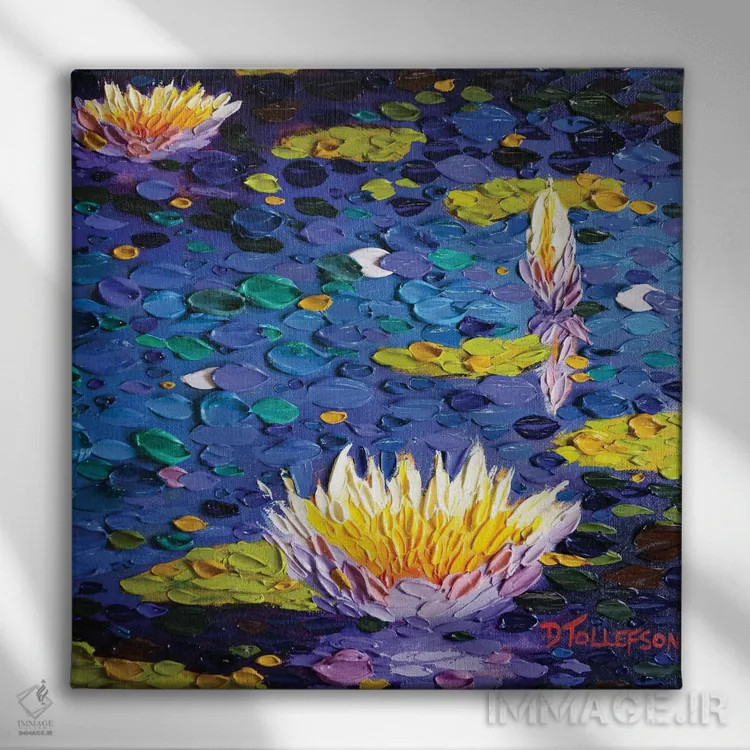 تابلو سمفونی در آبی اثر دنا تولفسون - نمای روبهرو روی دیوار