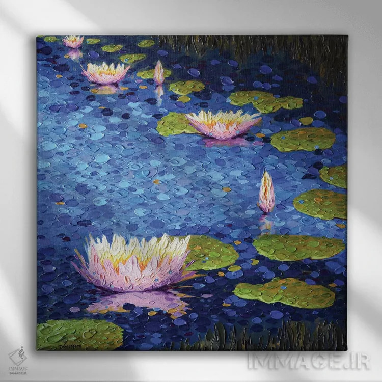 تابلو آرامش در صورتی اثر دنا تولفسون - نمای روبهرو روی دیوار