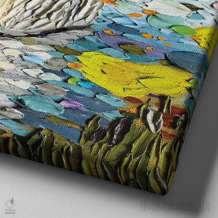 تابلو بیداری بهار اثر دنا تولفسون - نمای نزدیک بافت بوم