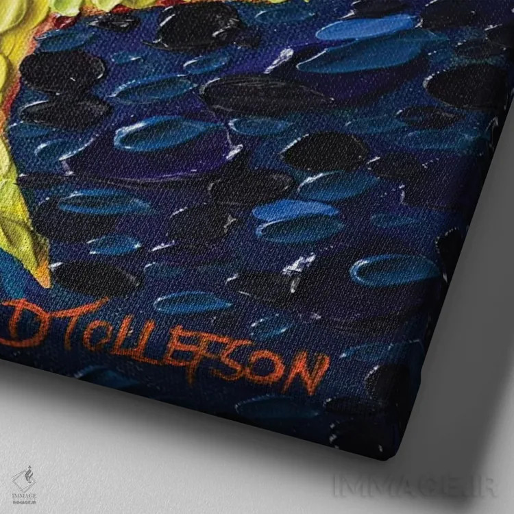 تابلو عشق مهتابی اثر دنا تولفسون - نمای نزدیک بافت بوم