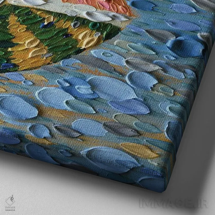 تابلو پایان هفته (اسپانیایی) اثر دنا تولفسون - نمای نزدیک بافت بوم