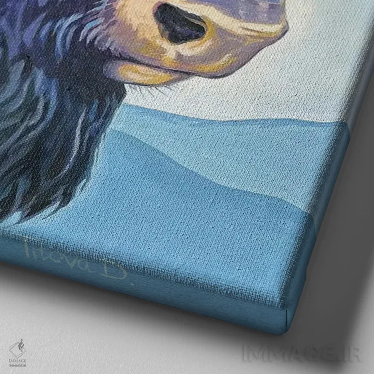 تابلو یاک رنگارنگ اثر دیانا تیتووا - نمای نزدیک بافت بوم