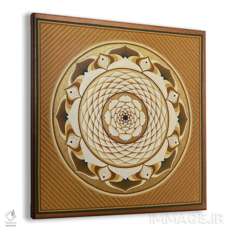 تابلو مندالای لوتوس طلایی بازشونده اثر دیانا تیتووا - نمای پرسپکتیو محصول
