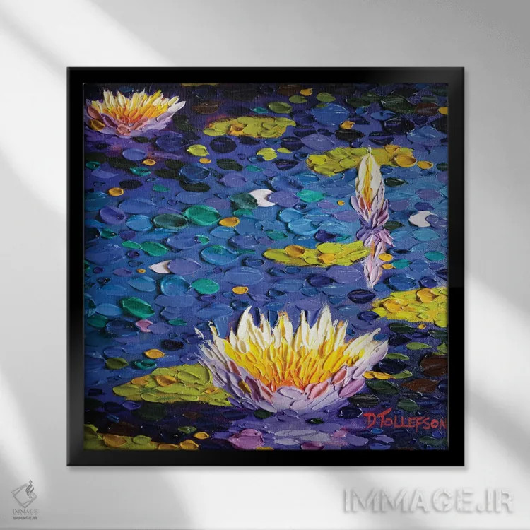 تابلو سمفونی در آبی اثر دنا تولفسون - نمای قابدار مشکی