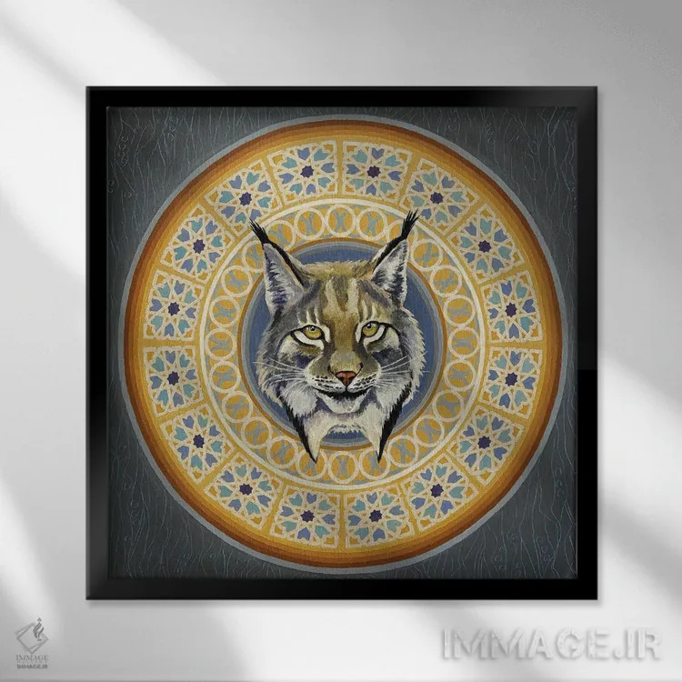 تابلو مندالای سیاهگوش ایبری اثر دیانا تیتووا - نمای قابدار مشکی