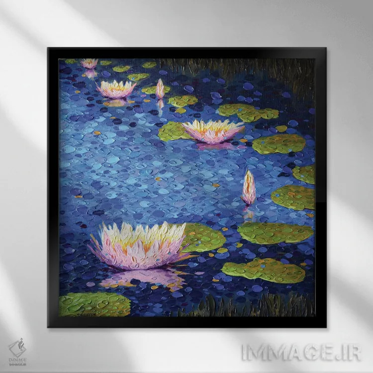 تابلو آرامش در صورتی اثر دنا تولفسون - نمای قابدار مشکی