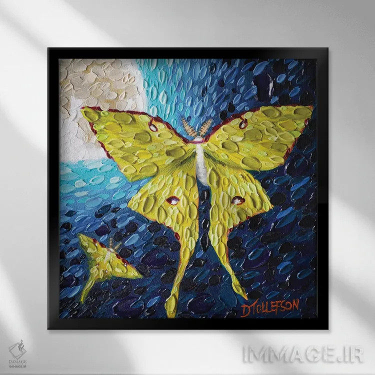 تابلو عشق مهتابی اثر دنا تولفسون - نمای قابدار مشکی