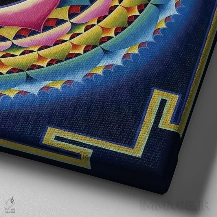 تابلو مندالای گل کیهانی اثر دیانا تیتووا - نمای نزدیک بافت بوم