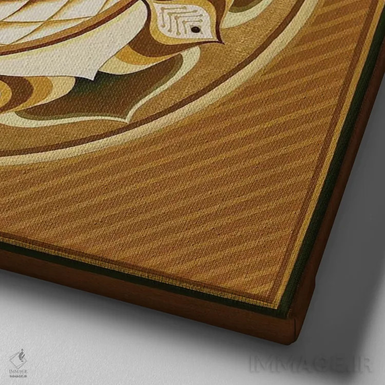 تابلو مندالای لوتوس طلایی بازشونده اثر دیانا تیتووا - نمای نزدیک بافت بوم