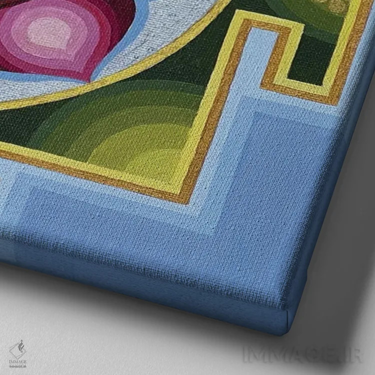 تابلو تارا یانترا دو (شکل هندسی الهه تارا) اثر دیانا تیتووا - نمای نزدیک بافت بوم