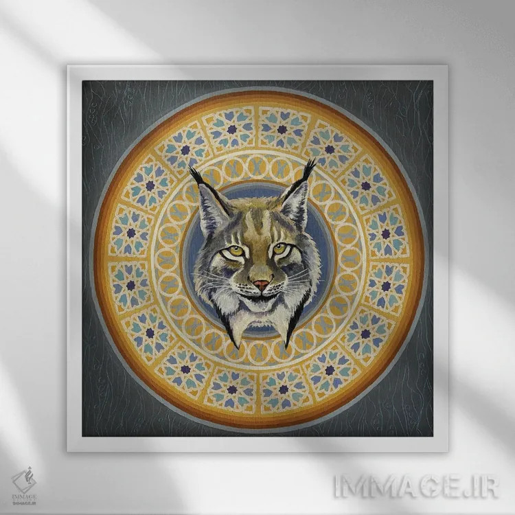 تابلو مندالای سیاهگوش ایبری اثر دیانا تیتووا - نمای قابدار سفید