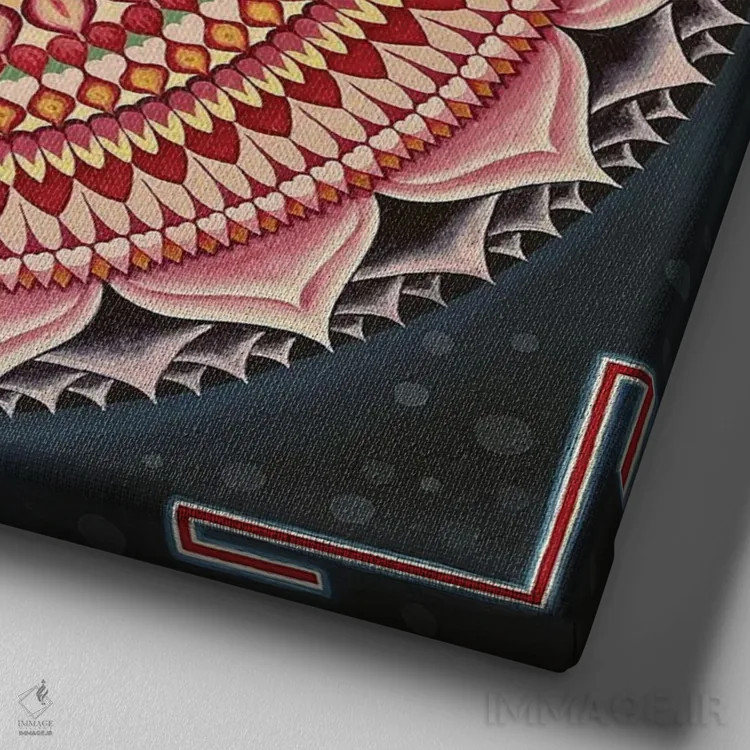 تابلو شری یانترا لوتوس هزار پر اثر دیانا تیتووا - نمای نزدیک بافت بوم