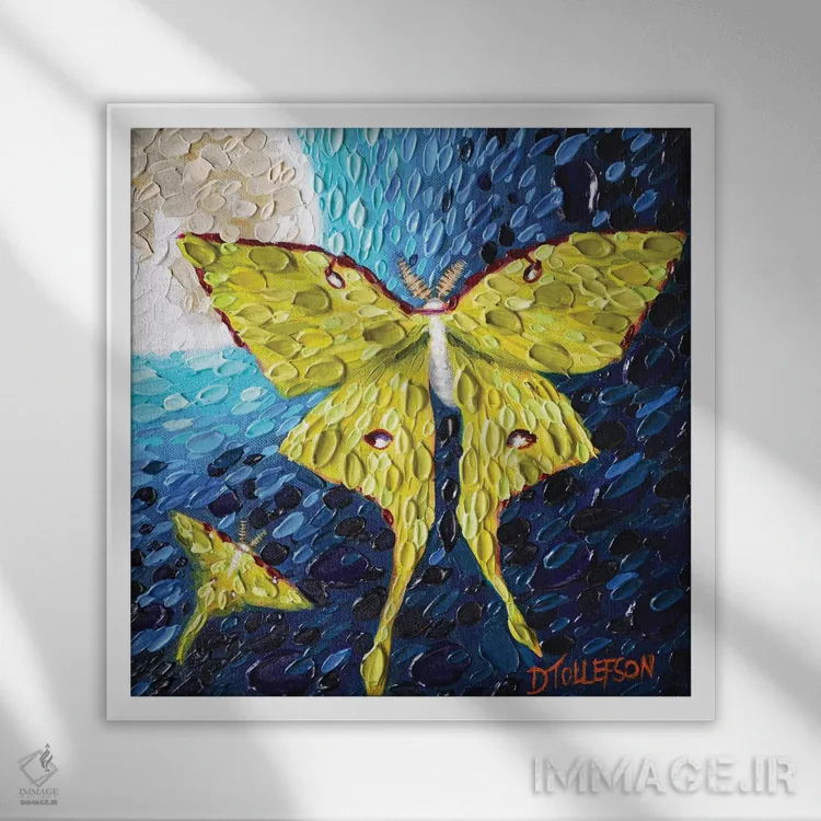 تابلو عشق مهتابی اثر دنا تولفسون - نمای قابدار سفید