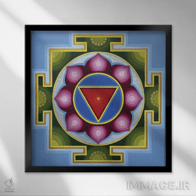 تابلو تارا یانترا دو (شکل هندسی الهه تارا) اثر دیانا تیتووا - نمای قابدار مشکی