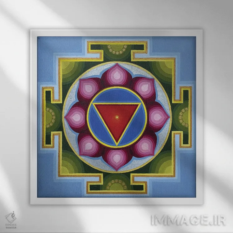 تابلو تارا یانترا دو (شکل هندسی الهه تارا) اثر دیانا تیتووا - نمای قابدار سفید