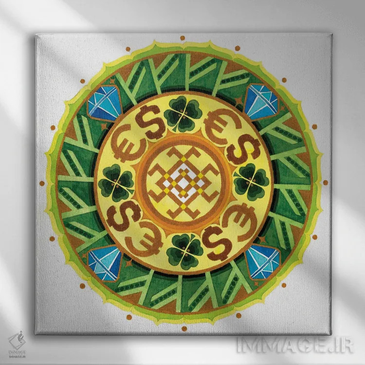 تابلو مندالای ثروت اثر دیانا تیتووا - نمای روبهرو روی دیوار