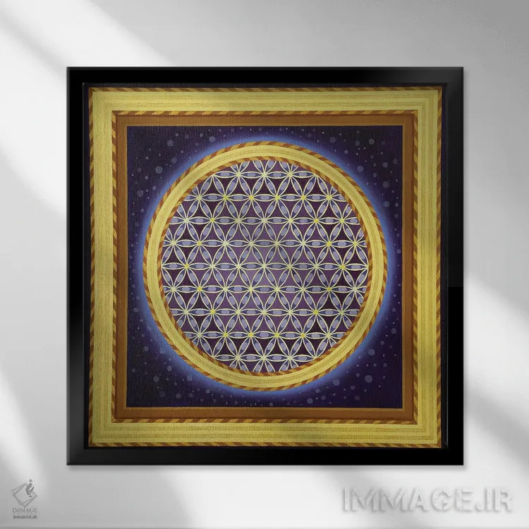 تابلو گل بنفش زندگی اثر دیانا تیتووا - نمای قابدار مشکی