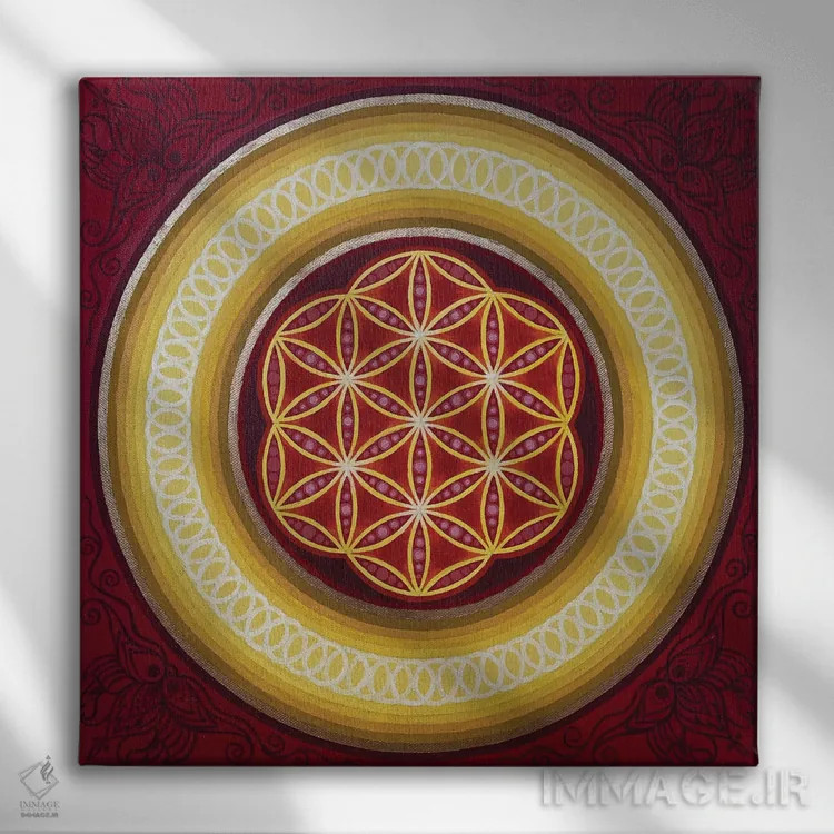 تابلو گل قرمز زندگی اثر دیانا تیتووا - نمای روبهرو روی دیوار