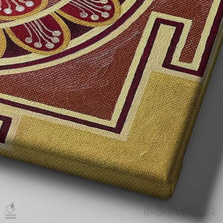 تابلو شری یانترا طلایی اثر دیانا تیتووا - نمای نزدیک بافت بوم