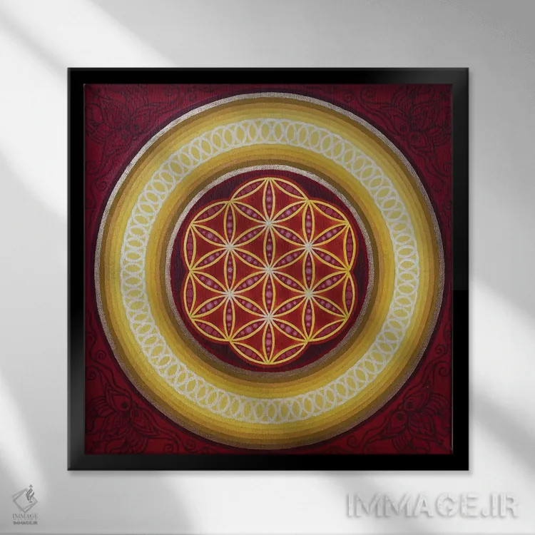 تابلو گل قرمز زندگی اثر دیانا تیتووا - نمای قابدار مشکی