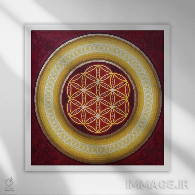 تابلو گل قرمز زندگی اثر دیانا تیتووا - نمای قابدار سفید