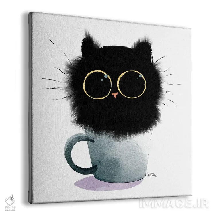 تابلو گربه در قهوه اثر دن تاویس - نمای پرسپکتیو محصول